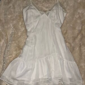 White lace trim ruffle dress